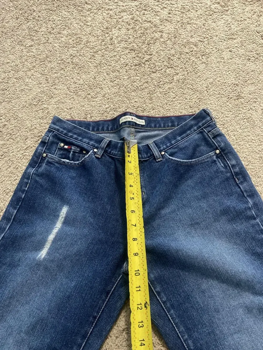 Tommy Hilfiger Jeans Womens 32 Blue Bootcut Mid Rise Distressed Denim Pants